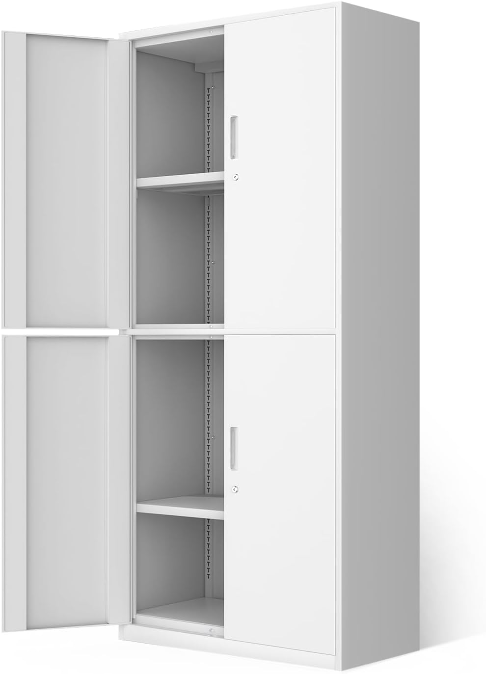 DNA MOTORING 71'' Metal Storage Cabinet, Locking Tool Cabinet with 5 Adjustable Shelves, Heavy Duty Metal Locker for Garage,Office,Home,Gym,Gray Black, TOOLS-00632-GY-BK-A
