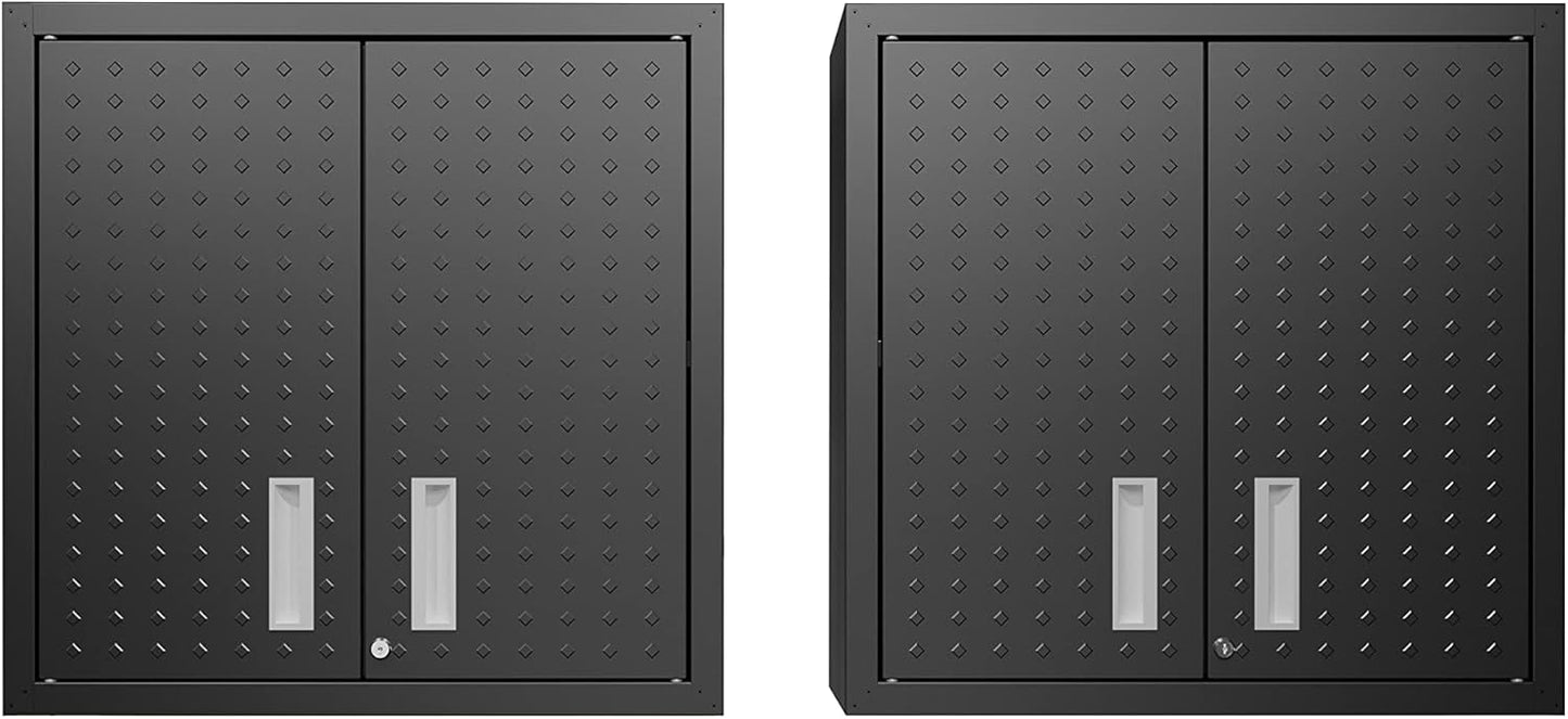 Manhattan Comfort Dual Fortress Floating Garage Storage Cabinet, 1, Black/Grey