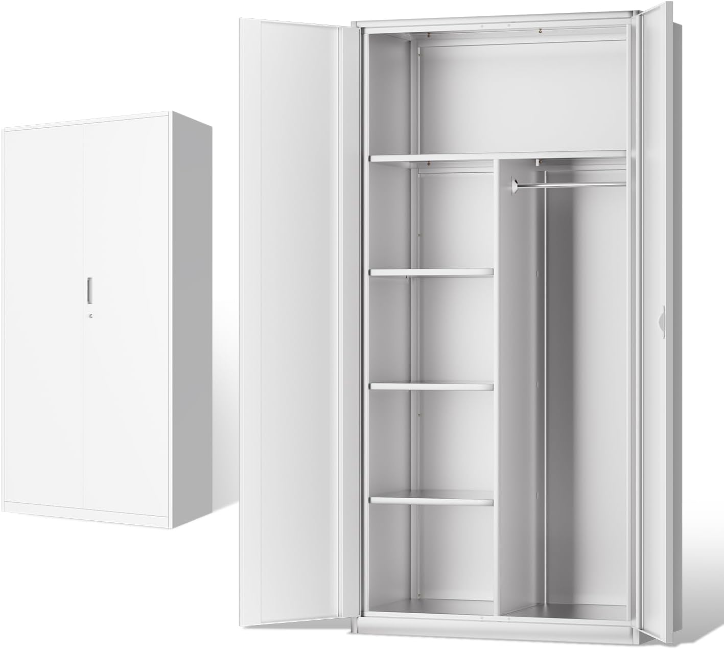 DNA MOTORING 71'' Metal Storage Cabinet, Locking Tool Cabinet with 5 Adjustable Shelves, Heavy Duty Metal Locker for Garage,Office,Home,Gym,Gray Black, TOOLS-00632-GY-BK-A