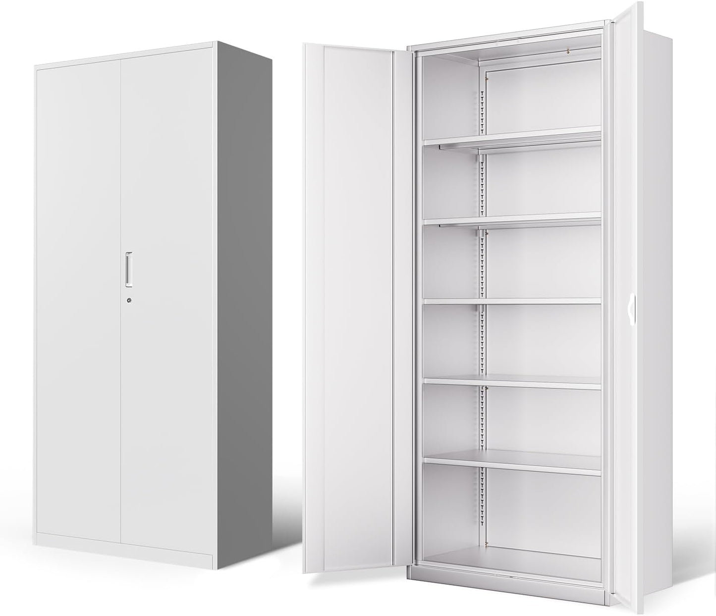 DNA MOTORING 71'' Metal Storage Cabinet, Locking Tool Cabinet with 5 Adjustable Shelves, Heavy Duty Metal Locker for Garage,Office,Home,Gym,Gray Black, TOOLS-00632-GY-BK-A