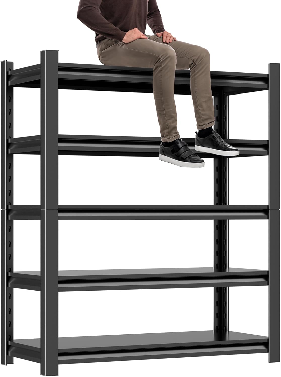 2 Set Garage Shelving Unit 72"H3000bls Heavy Duty Storage Shelves Easy Assembly 5 Tier Adjustable Metal Steel Utility Shelf Rack Storage Organize for Tools Garage,Basement,Warehouse 16"*36"*72"