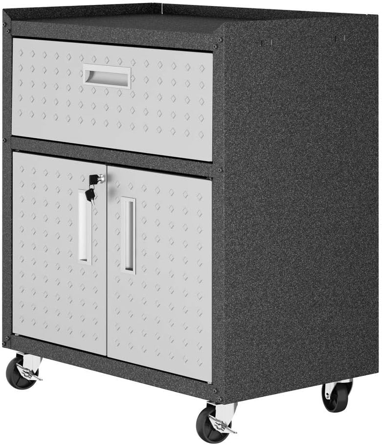 Manhattan Comfort Dual Fortress Floating Garage Storage Cabinet, 1, Black/Grey