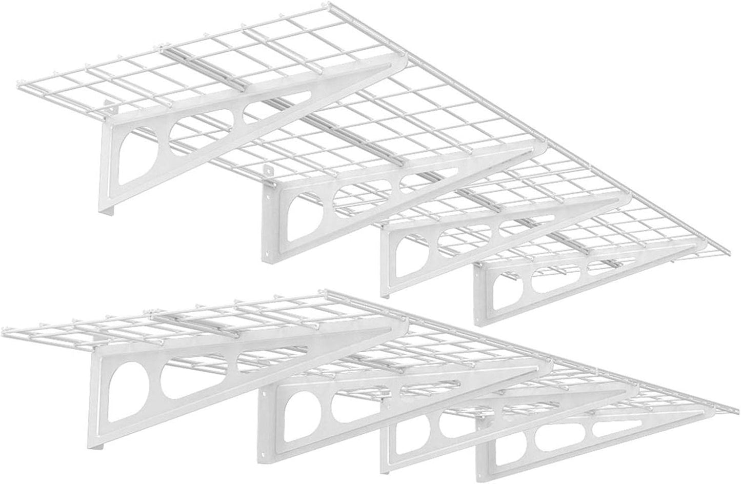 FLEXIMOUNTS 2-Pack 2x4ft 24-inch-by-48-inch Wall Shelf Garage Storage Rack Wall Mounted Floating Shelves, Black