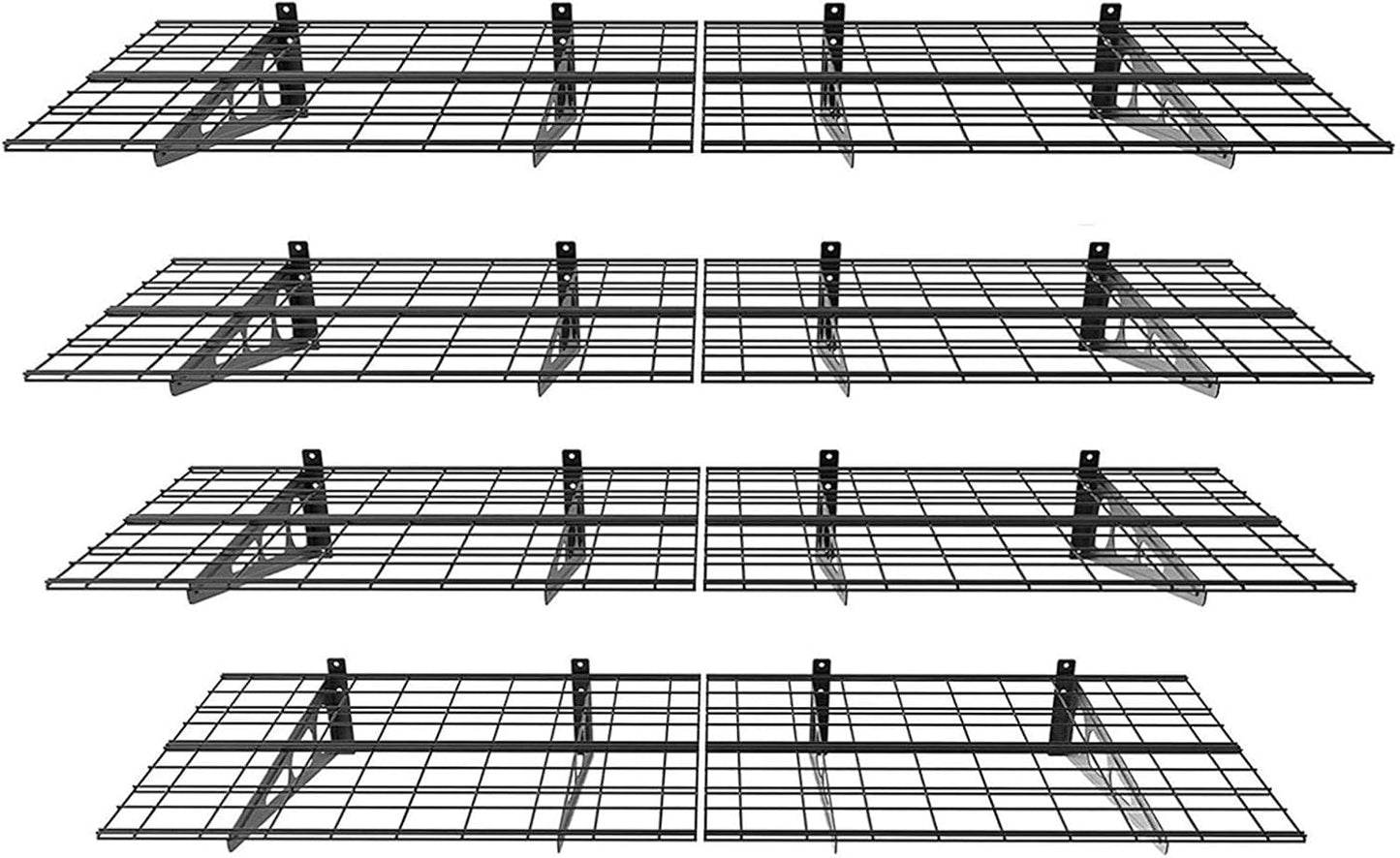 FLEXIMOUNTS 2-Pack 2x4ft 24-inch-by-48-inch Wall Shelf Garage Storage Rack Wall Mounted Floating Shelves, Black