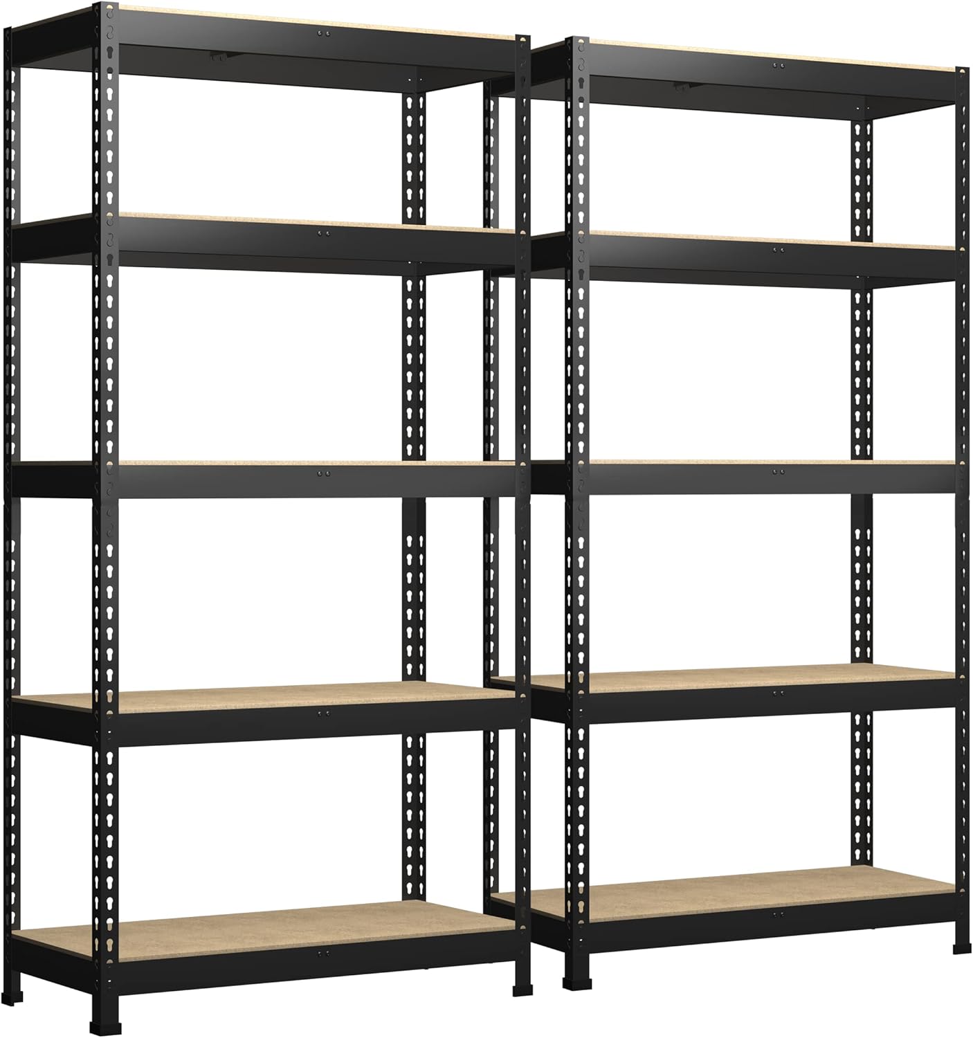 PrimeZone 48" x 24" x 72" Heavy Duty Storage Shelves - 5 Tier Adjustable Garage Storage Shelving, Metal Storage Utility Rack Shelf Unit for Warehouse Pantry Closet Kitchen, Black