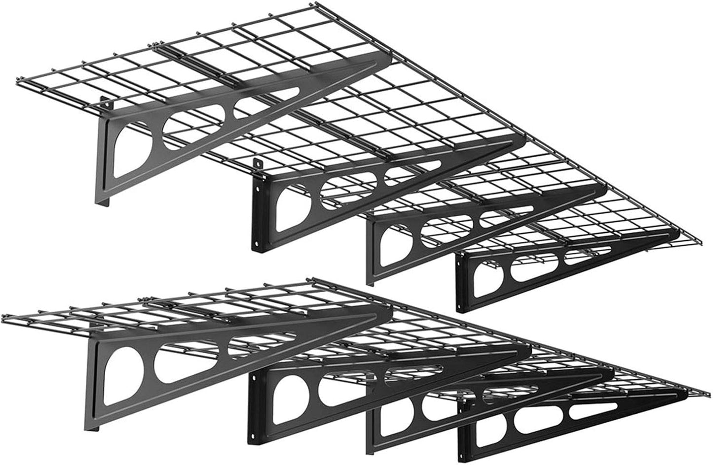 FLEXIMOUNTS 2-Pack 2x4ft 24-inch-by-48-inch Wall Shelf Garage Storage Rack Wall Mounted Floating Shelves, Black