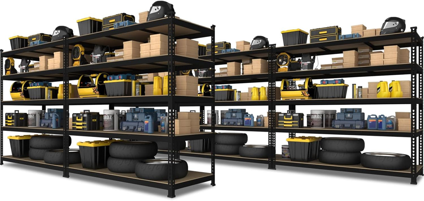 PrimeZone 48" x 24" x 72" Heavy Duty Storage Shelves - 5 Tier Adjustable Garage Storage Shelving, Metal Storage Utility Rack Shelf Unit for Warehouse Pantry Closet Kitchen, Black