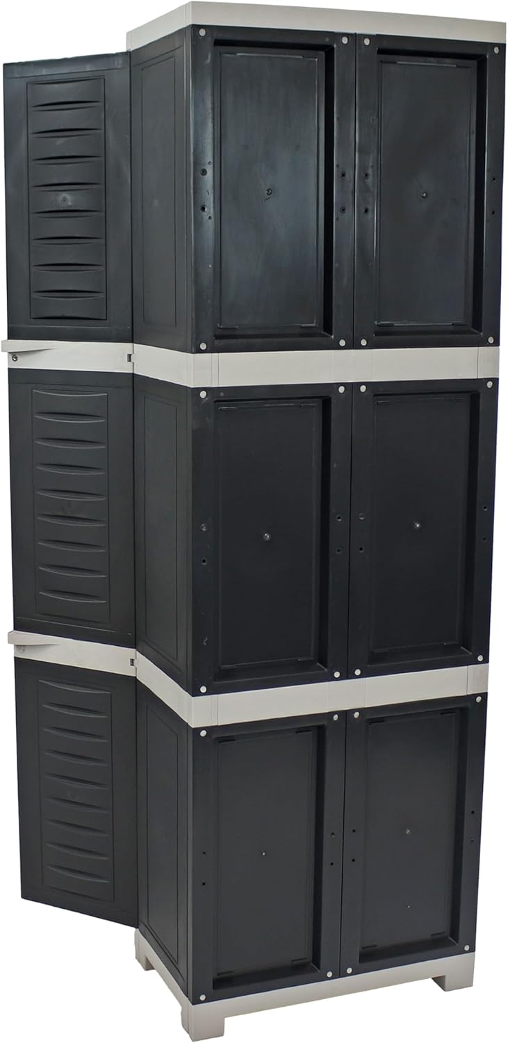 Sunnydaze Lockable Storage Cabinet – Indoor or Garage Storage Cabinet with 4 Adjustable Shelves - 72" H – Garage, Office, Home, Laundry Room - Charcoal with Gray Trim