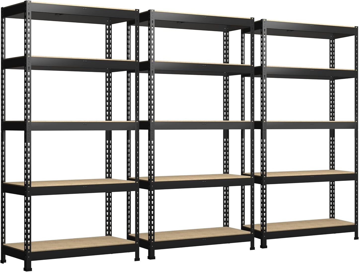 PrimeZone 48" x 24" x 72" Heavy Duty Storage Shelves - 5 Tier Adjustable Garage Storage Shelving, Metal Storage Utility Rack Shelf Unit for Warehouse Pantry Closet Kitchen, Black