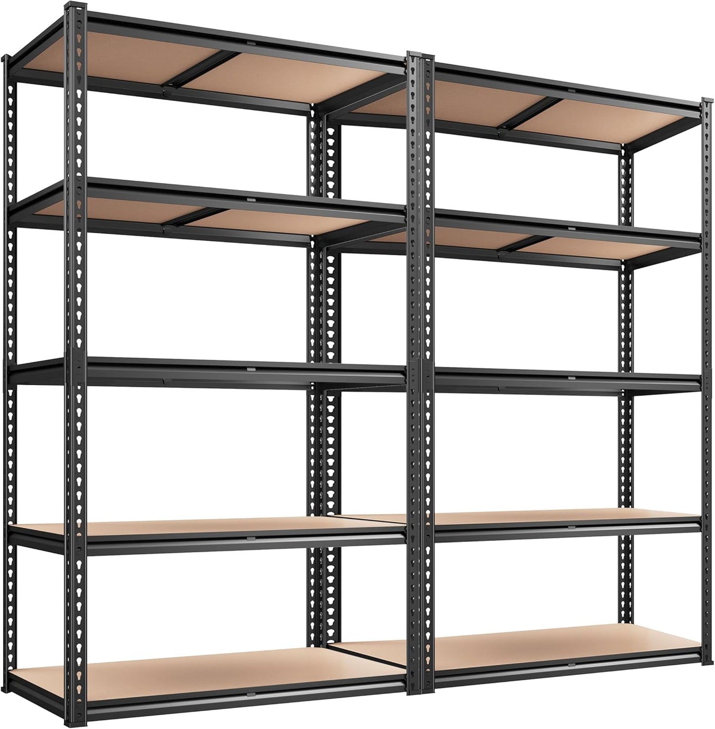 REIBII 2020LBS Storage Shelves 5 Tier Garage Shelving Heavy Duty, Adjustable Metal Shelving Unit, Garage Shelves for Basement, Warehouse, Pantry, 72" H x 35.55" W x 16" D, Black, 3 Pack