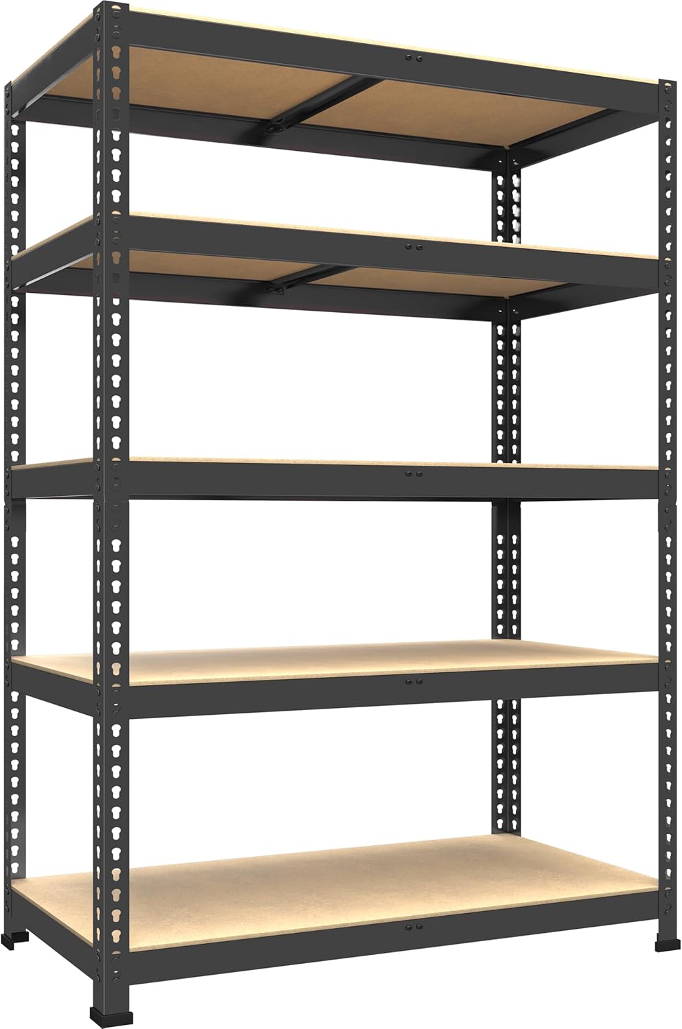 PrimeZone 48" x 24" x 72" Heavy Duty Storage Shelves - 5 Tier Adjustable Garage Storage Shelving, Metal Storage Utility Rack Shelf Unit for Warehouse Pantry Closet Kitchen, Black