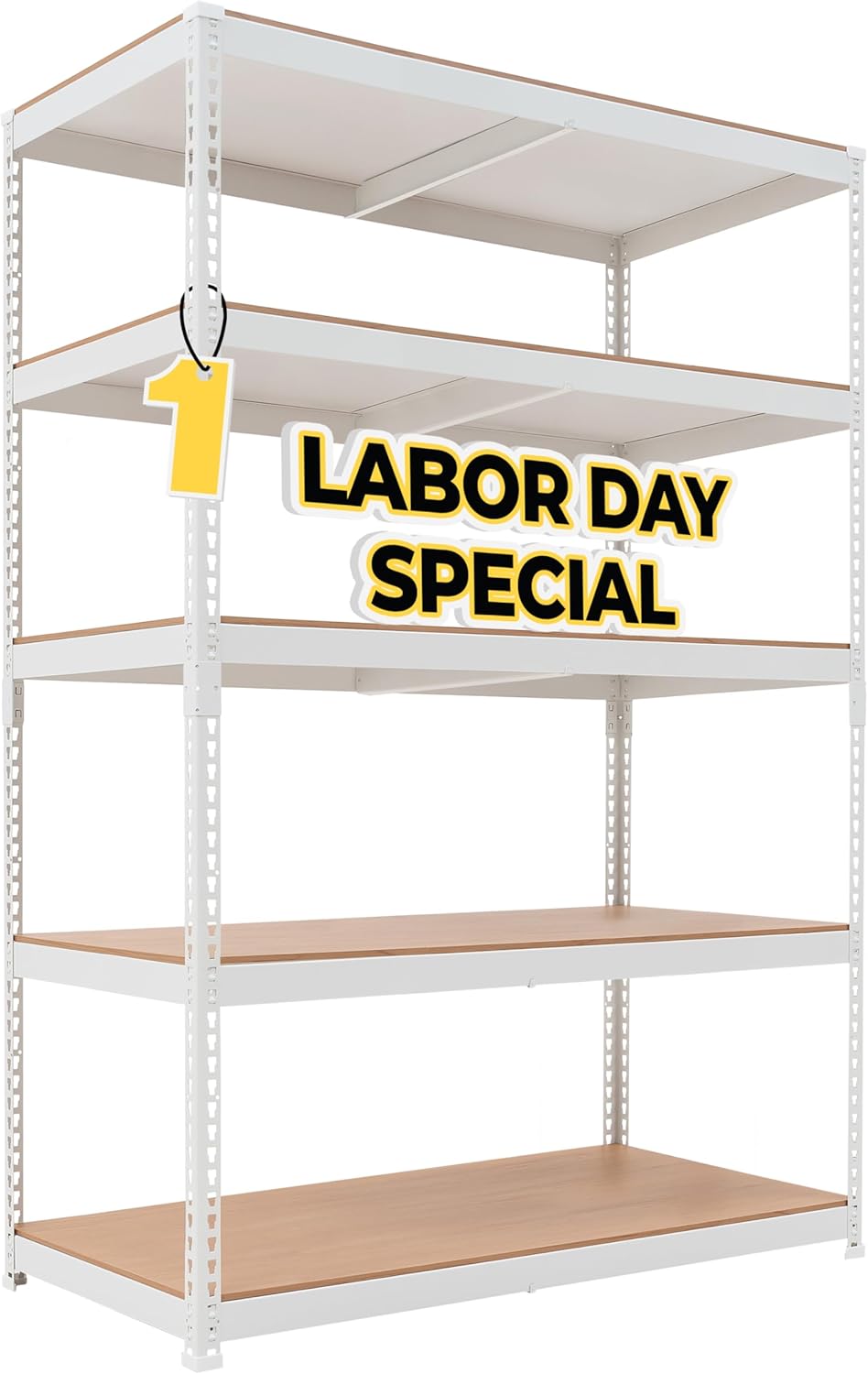 HOMEDANT 5 Tier Laminated Boltless Heavy Duty Garage Storage Adjustable Wide Size Metal Shelving Unit Utility Rack Shelves Organization Multipurpose Shelf Shed Warehouse 47.7"W x 18.2"D x 71.3"H 1Pack