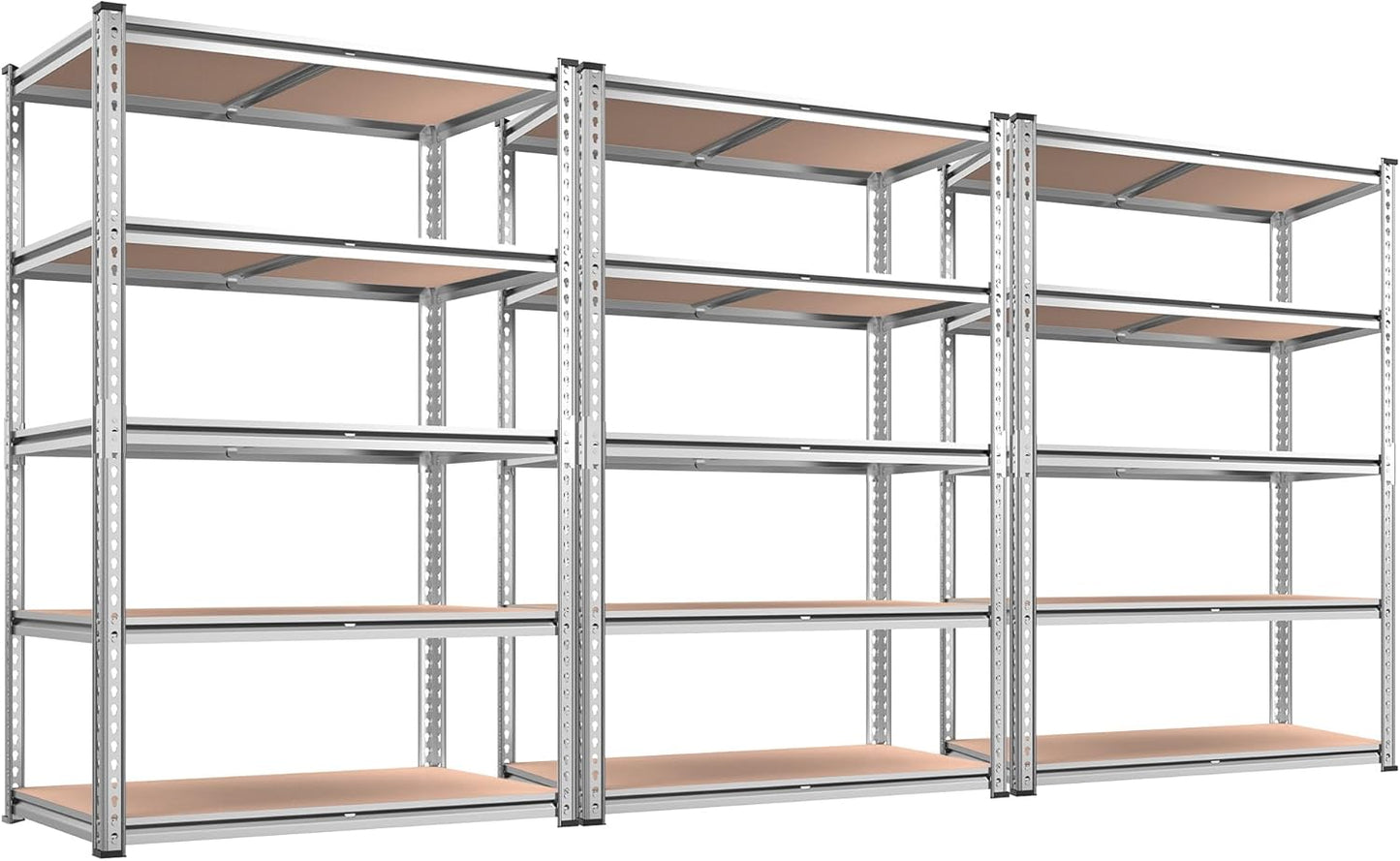 REIBII 2020LBS Storage Shelves 5 Tier Garage Shelving Heavy Duty, Adjustable Metal Shelving Unit, Garage Shelves for Basement, Warehouse, Pantry, 72" H x 35.55" W x 16" D, Black, 3 Pack