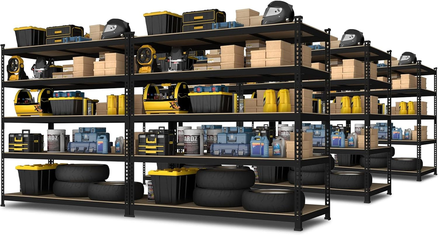 PrimeZone 48" x 24" x 72" Heavy Duty Storage Shelves - 5 Tier Adjustable Garage Storage Shelving, Metal Storage Utility Rack Shelf Unit for Warehouse Pantry Closet Kitchen, Black