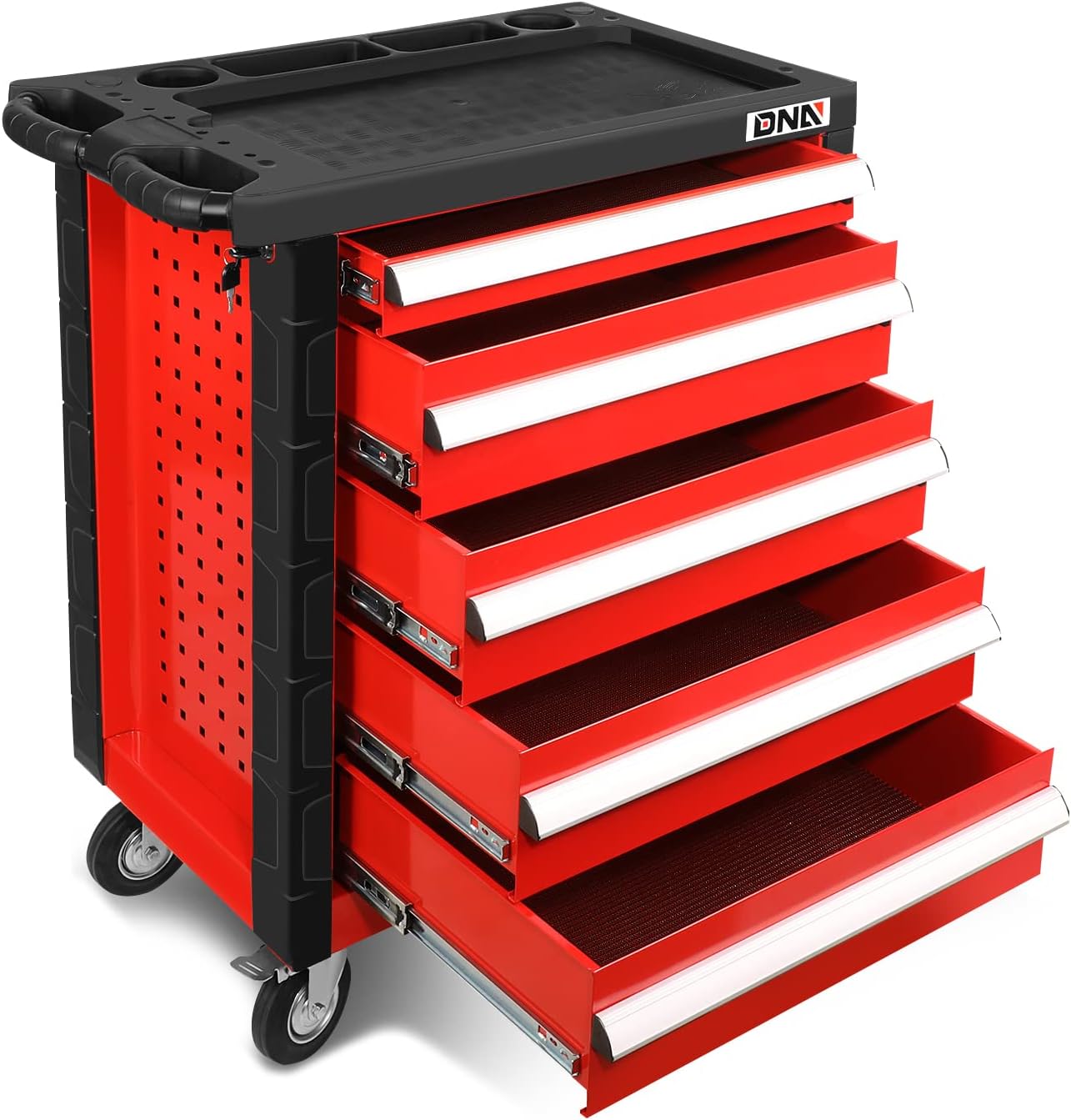 DNA MOTORING 71'' Metal Storage Cabinet, Locking Tool Cabinet with 5 Adjustable Shelves, Heavy Duty Metal Locker for Garage,Office,Home,Gym,Gray Black, TOOLS-00632-GY-BK-A