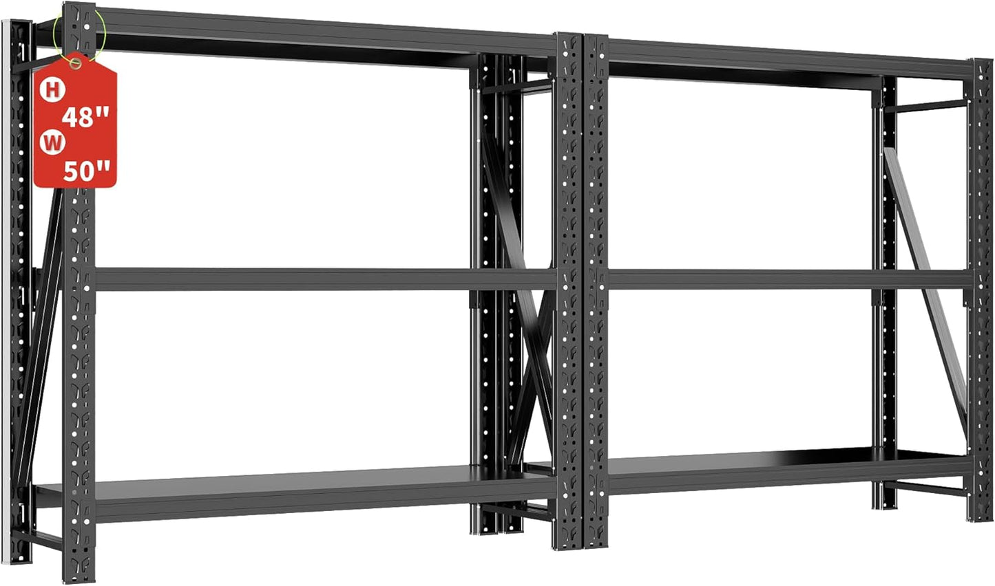 2 Set Garage Shelving Unit 72"H3000bls Heavy Duty Storage Shelves Easy Assembly 5 Tier Adjustable Metal Steel Utility Shelf Rack Storage Organize for Tools Garage,Basement,Warehouse 16"*36"*72"
