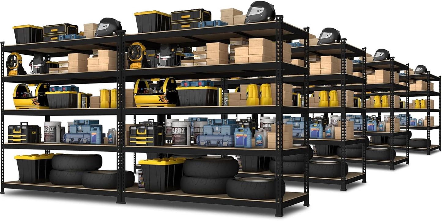 PrimeZone 48" x 24" x 72" Heavy Duty Storage Shelves - 5 Tier Adjustable Garage Storage Shelving, Metal Storage Utility Rack Shelf Unit for Warehouse Pantry Closet Kitchen, Black