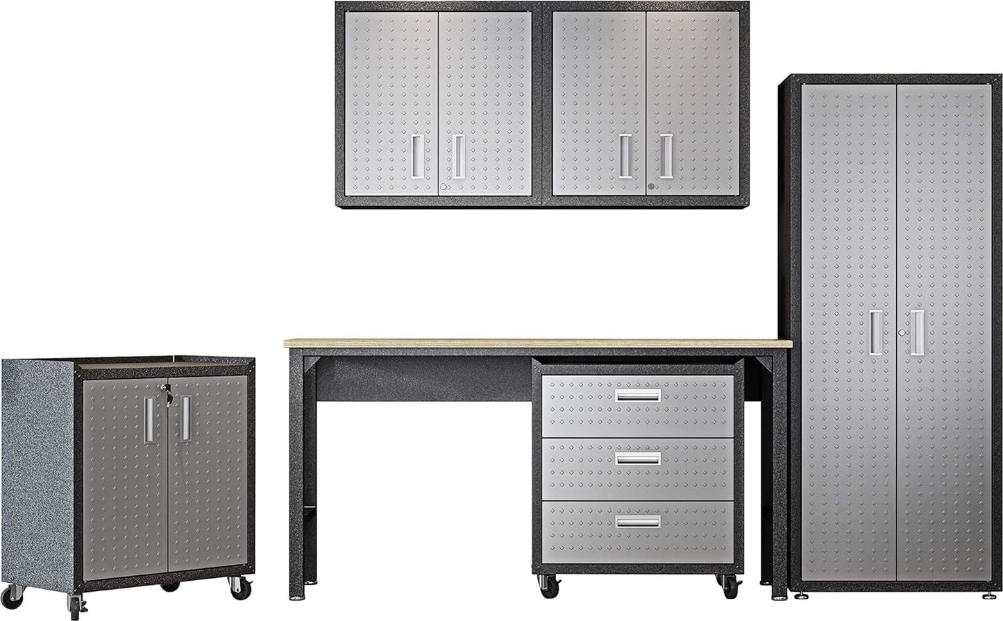 Manhattan Comfort Dual Fortress Floating Garage Storage Cabinet, 1, Black/Grey