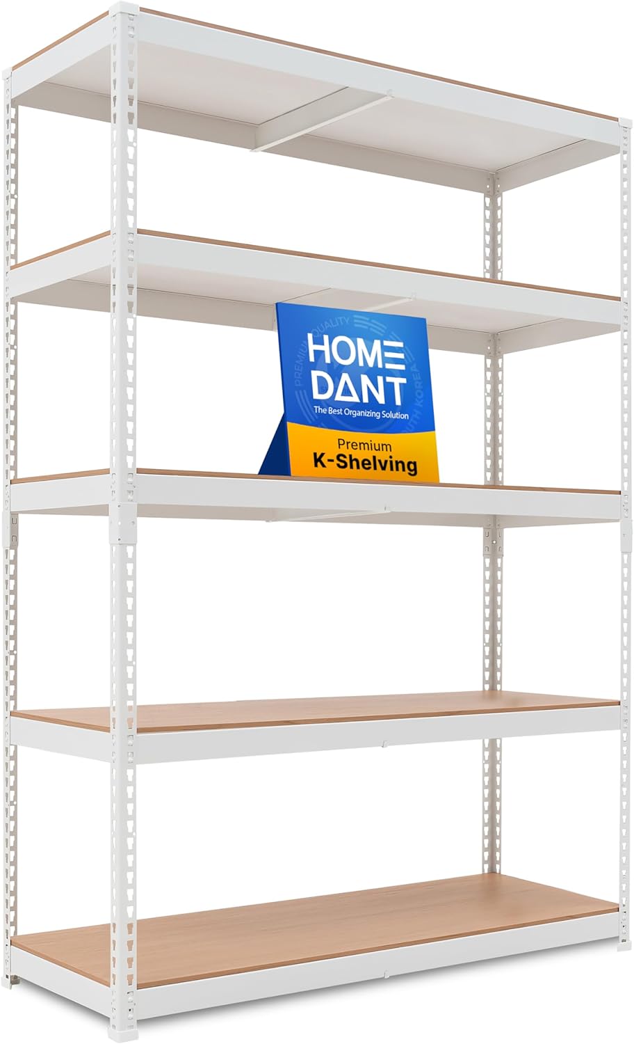 HOMEDANT 5 Tier Laminated Boltless Heavy Duty Garage Storage Adjustable Wide Size Metal Shelving Unit Utility Rack Shelves Organization Multipurpose Shelf Shed Warehouse 47.7"W x 18.2"D x 71.3"H 1Pack