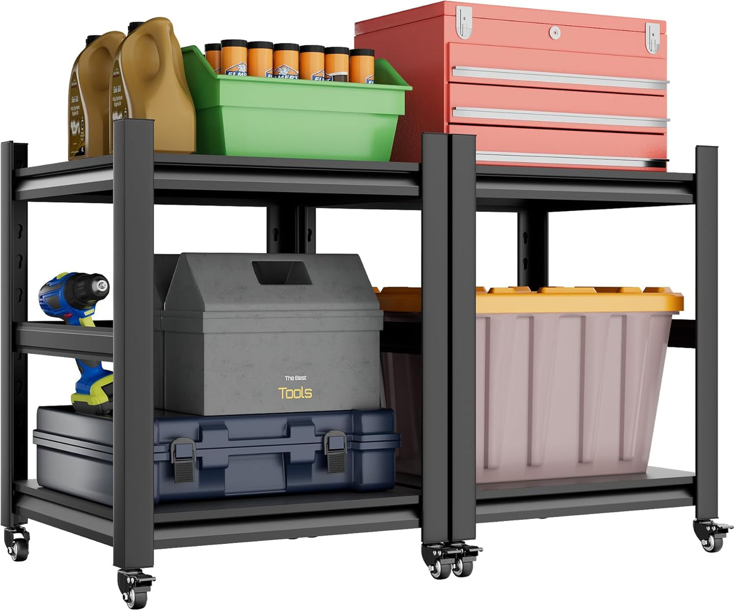 2 Set Garage Shelving Unit 72"H3000bls Heavy Duty Storage Shelves Easy Assembly 5 Tier Adjustable Metal Steel Utility Shelf Rack Storage Organize for Tools Garage,Basement,Warehouse 16"*36"*72"