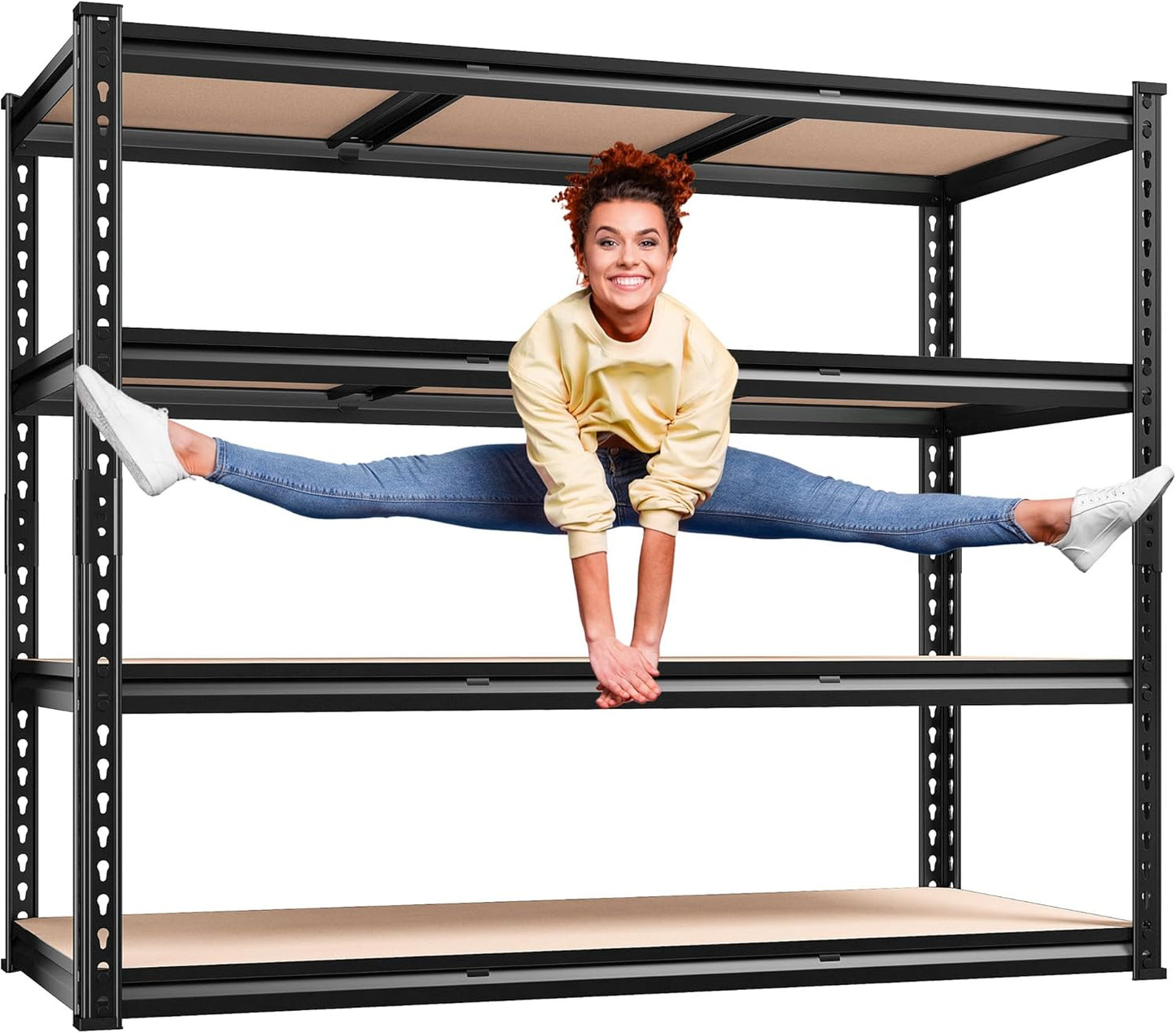 REIBII 48" W Garage Shelving Heavy Duty 3020LBS Storage Shelves 5 Tier Heavy Duty Shelving Adjustable Garage Shelves for Basement, Warehouse, Commercial, Easy Assemble, 48" W x 72" H x 24" D
