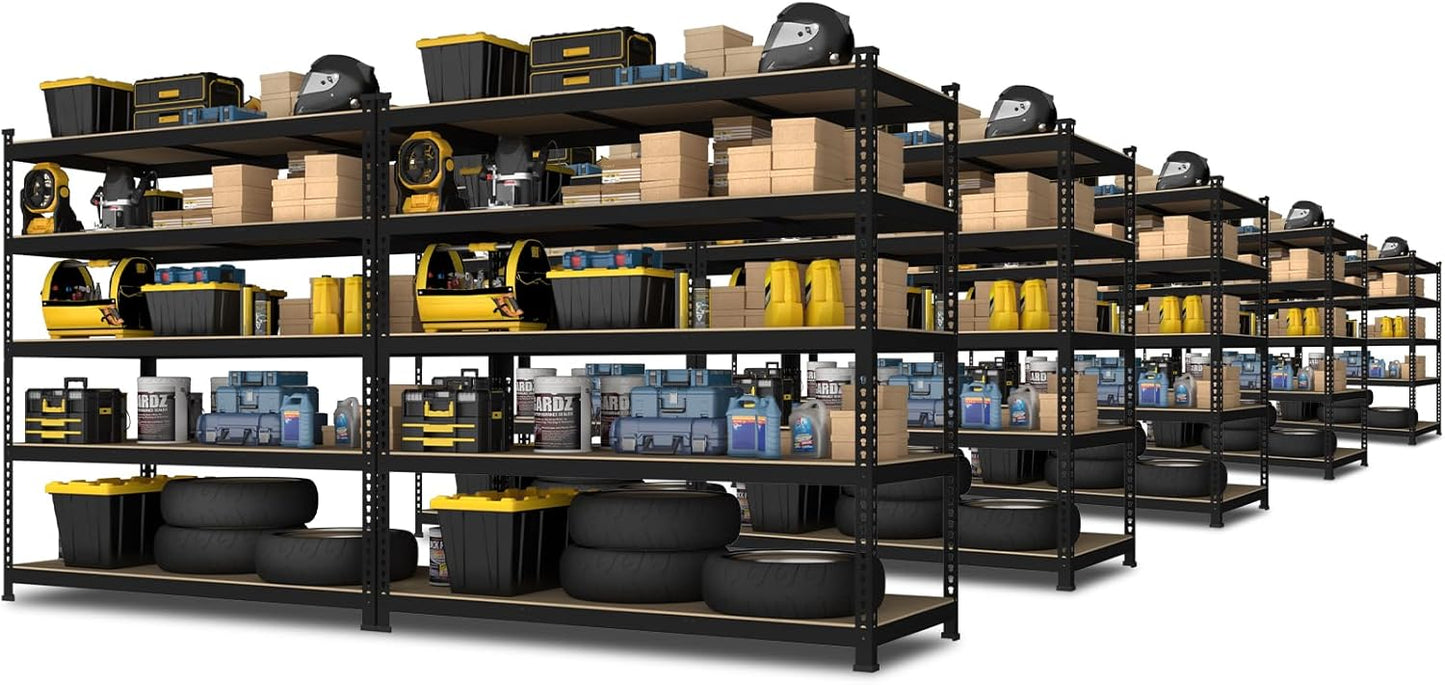 PrimeZone 48" x 24" x 72" Heavy Duty Storage Shelves - 5 Tier Adjustable Garage Storage Shelving, Metal Storage Utility Rack Shelf Unit for Warehouse Pantry Closet Kitchen, Black