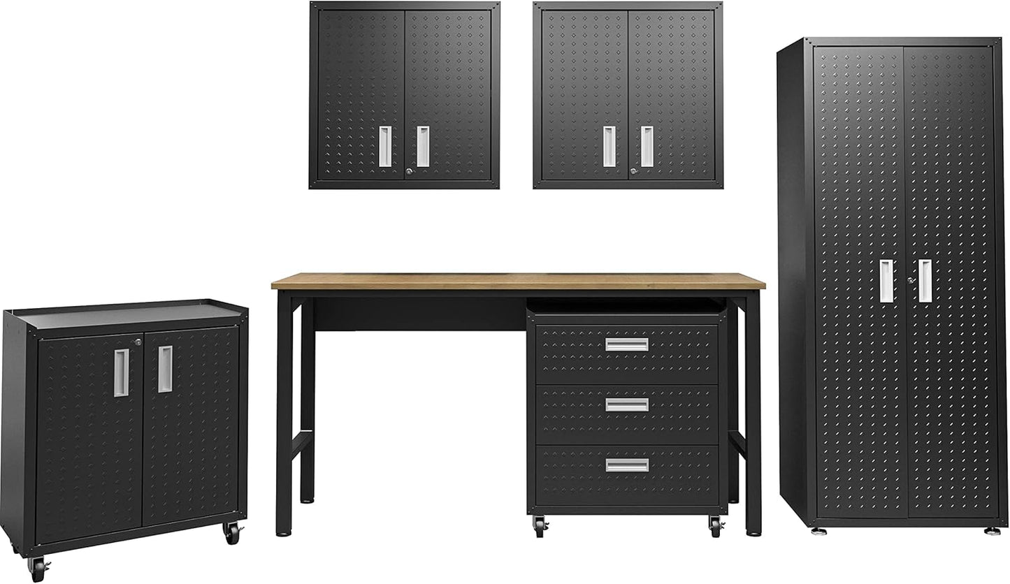 Manhattan Comfort Dual Fortress Floating Garage Storage Cabinet, 1, Black/Grey