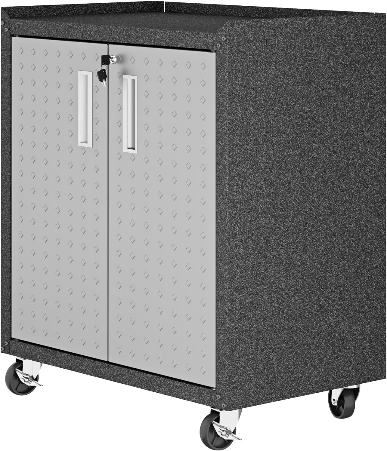 Manhattan Comfort Dual Fortress Floating Garage Storage Cabinet, 1, Black/Grey