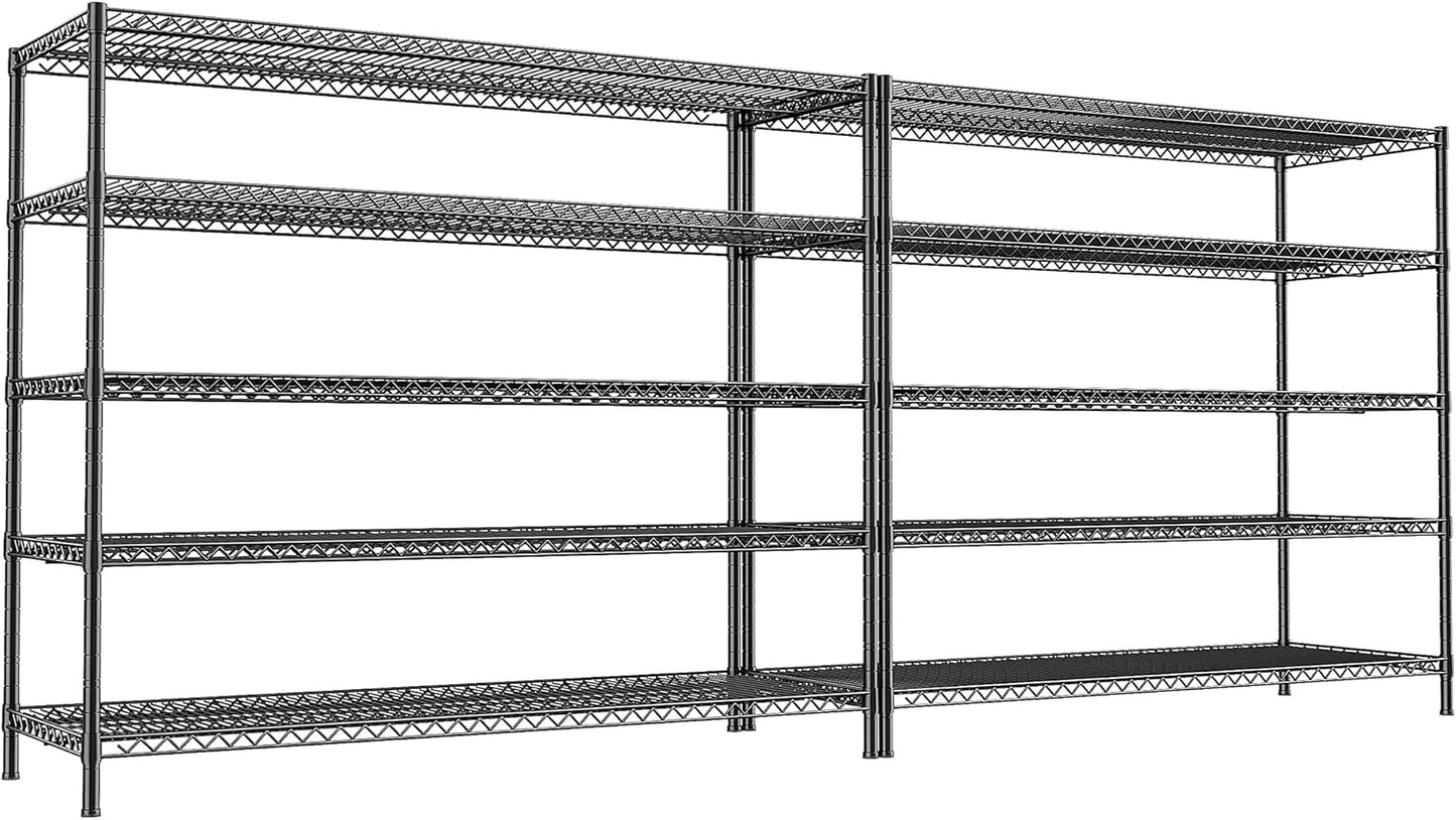 REIBII 55.5" W Storage Shelves 3200LBS Metal Shelving 5 Tier Wire Shelving Unit Garage Shelving Heavy Duty Metal Shelves for Storage Rack Commercial Adjustable Pantry Shelf, 55.5" W X 18''D X 71" H