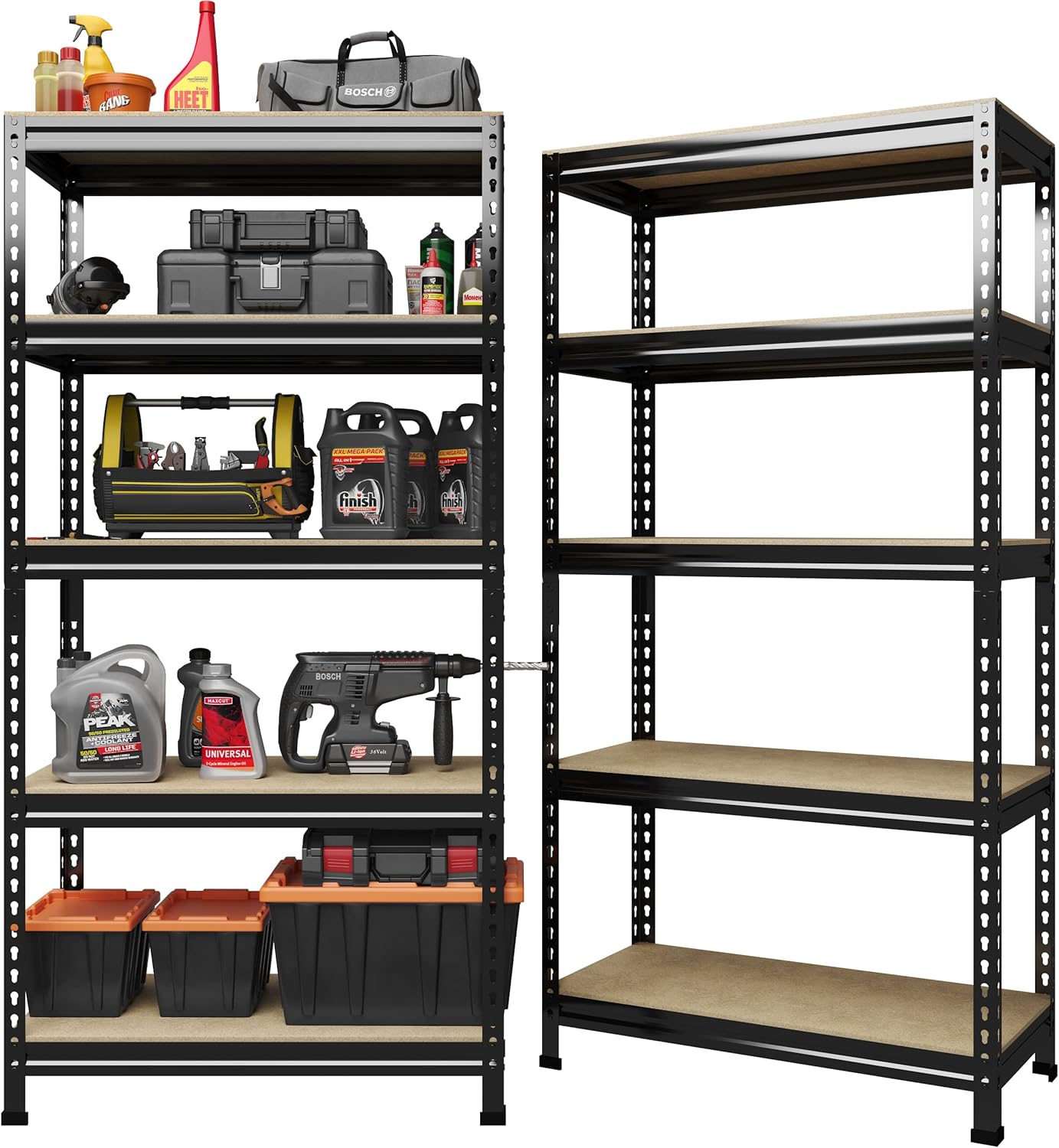 PrimeZone 48" x 24" x 72" Heavy Duty Storage Shelves - 5 Tier Adjustable Garage Storage Shelving, Metal Storage Utility Rack Shelf Unit for Warehouse Pantry Closet Kitchen, Black