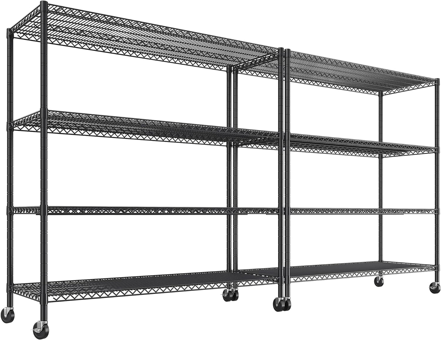 REIBII 75.6" H Storage Shelves Wire Shelving Unit with Wheels 2500LBS Garage Shelving Heavy Duty Metal Shelves for Storage Rack Adjustable Pantry Shelf Commercial Shelving, 75.6" H X 55.5''W X 24" D
