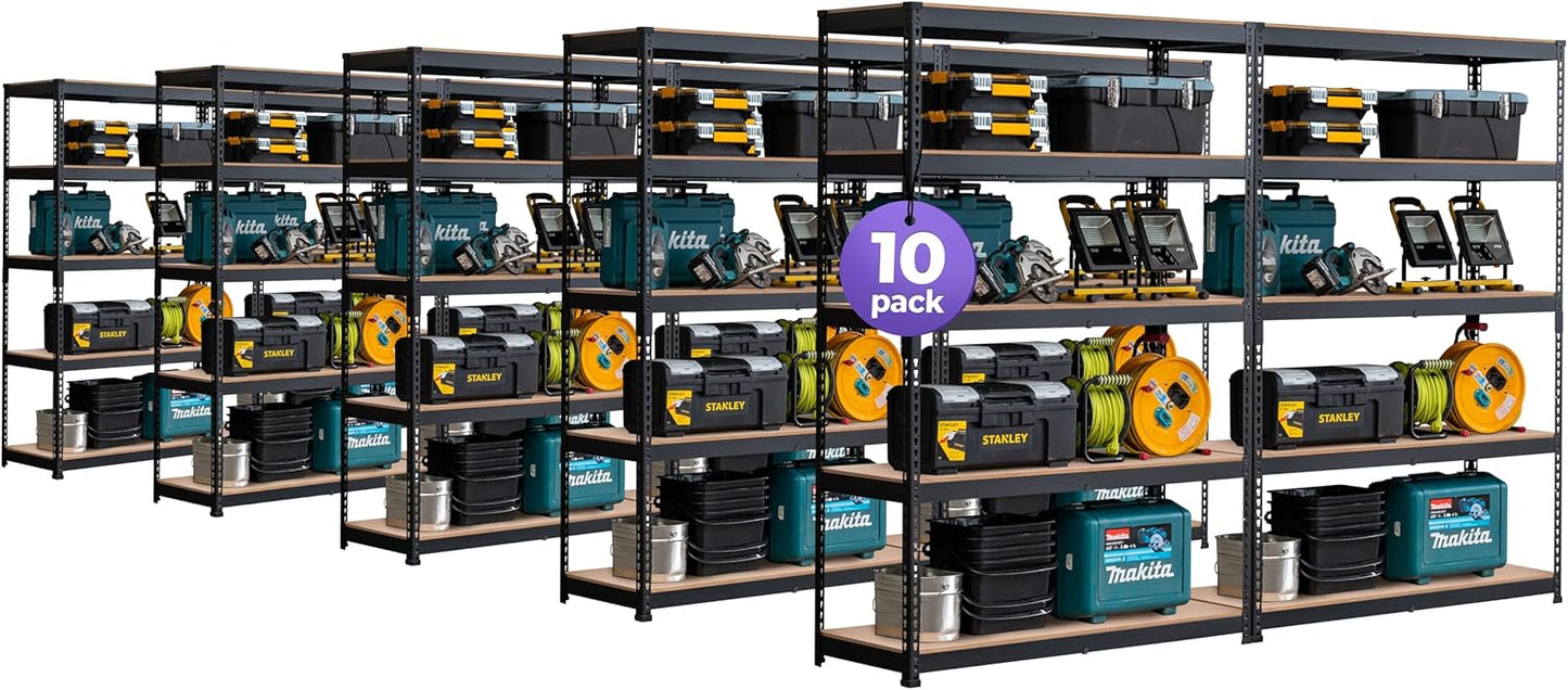 HOMEDANT 5 Tier Laminated Boltless Heavy Duty Garage Storage Adjustable Wide Size Metal Shelving Unit Utility Rack Shelves Organization Multipurpose Shelf Shed Warehouse 47.7"W x 18.2"D x 71.3"H 1Pack