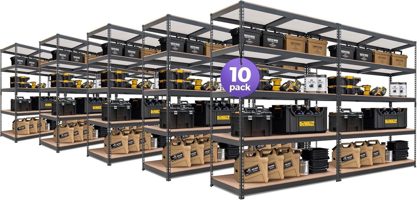 HOMEDANT 5 Tier Laminated Boltless Heavy Duty Garage Storage Adjustable Wide Size Metal Shelving Unit Utility Rack Shelves Organization Multipurpose Shelf Shed Warehouse 47.7"W x 18.2"D x 71.3"H 1Pack