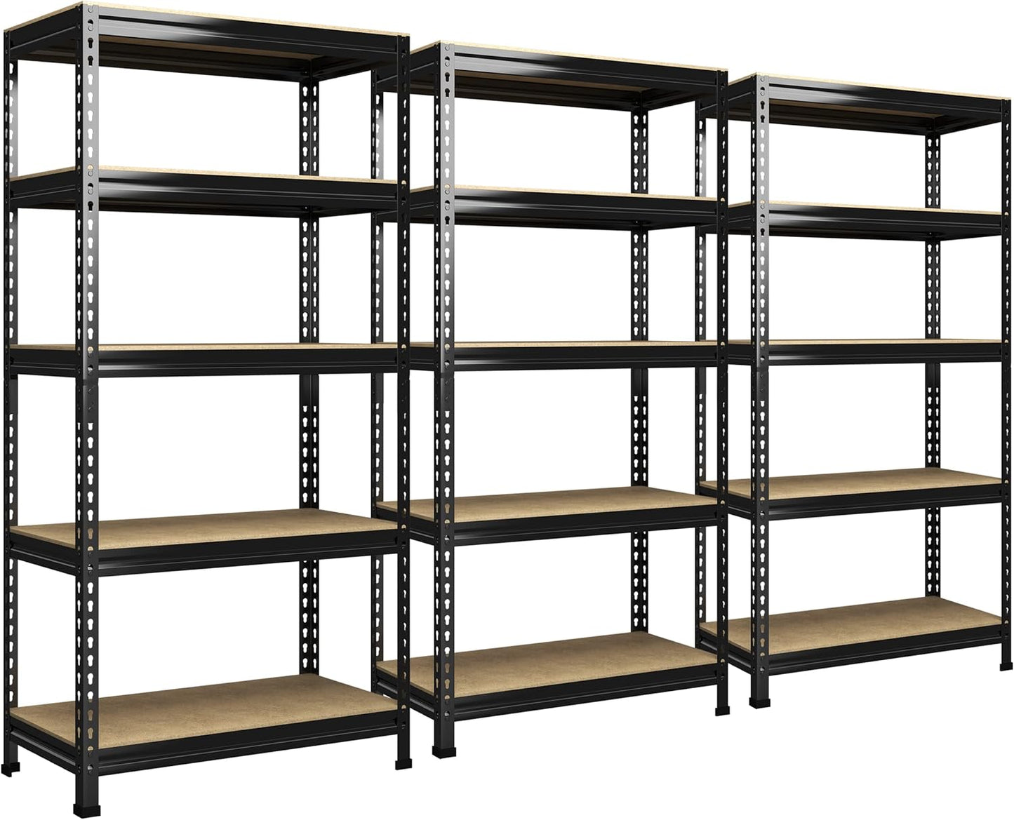 PrimeZone 48" x 24" x 72" Heavy Duty Storage Shelves - 5 Tier Adjustable Garage Storage Shelving, Metal Storage Utility Rack Shelf Unit for Warehouse Pantry Closet Kitchen, Black