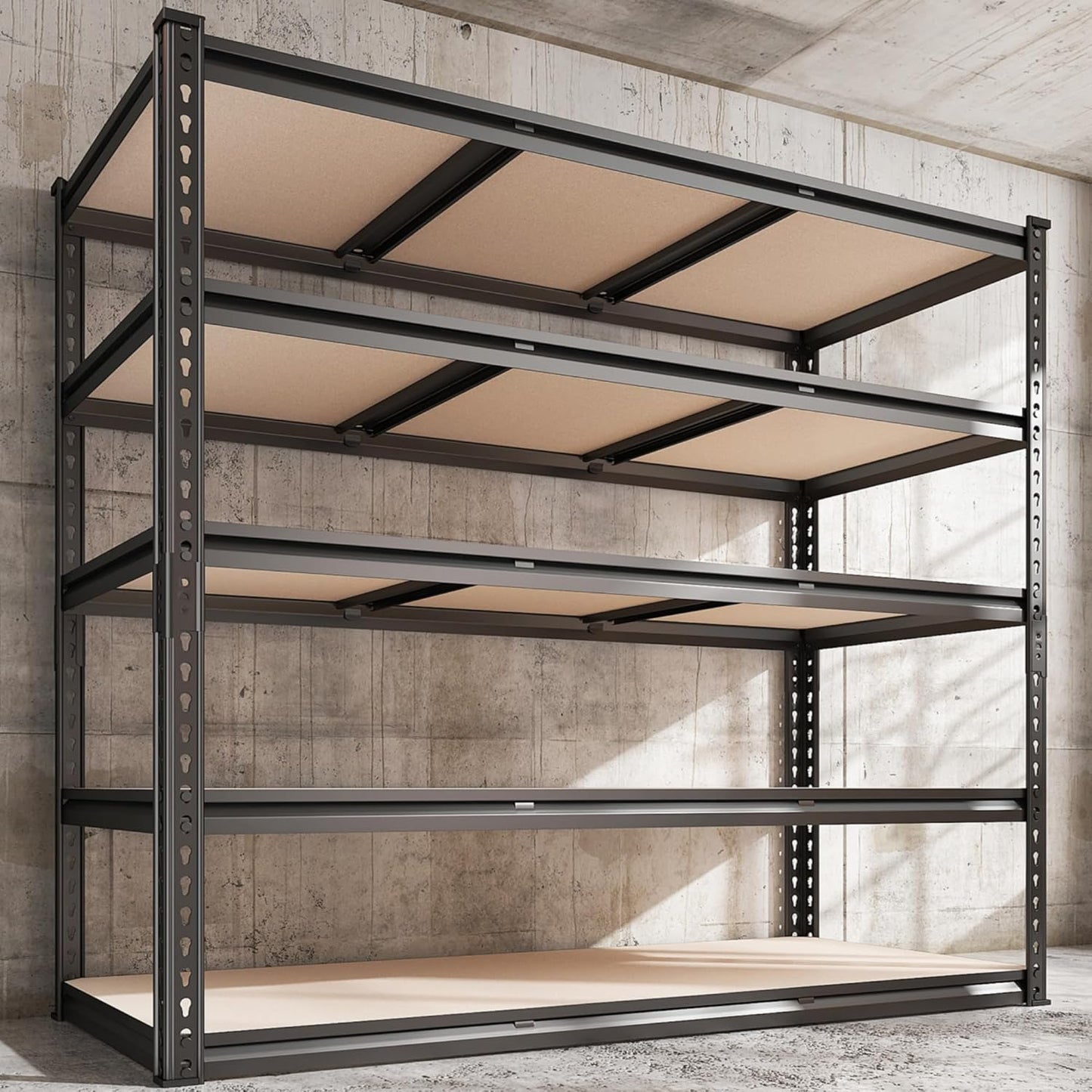 REIBII 48" W Garage Shelving Heavy Duty 3020LBS Storage Shelves 5 Tier Heavy Duty Shelving Adjustable Garage Shelves for Basement, Warehouse, Commercial, Easy Assemble, 48" W x 72" H x 24" D