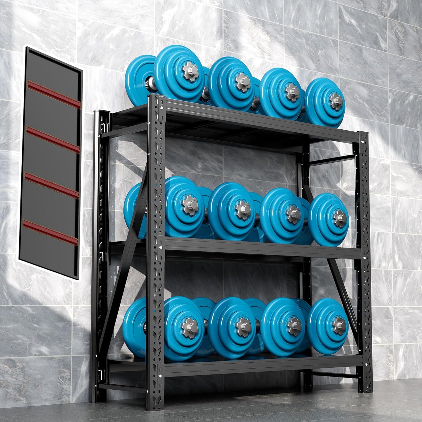 2 Set Garage Shelving Unit 72"H3000bls Heavy Duty Storage Shelves Easy Assembly 5 Tier Adjustable Metal Steel Utility Shelf Rack Storage Organize for Tools Garage,Basement,Warehouse 16"*36"*72"