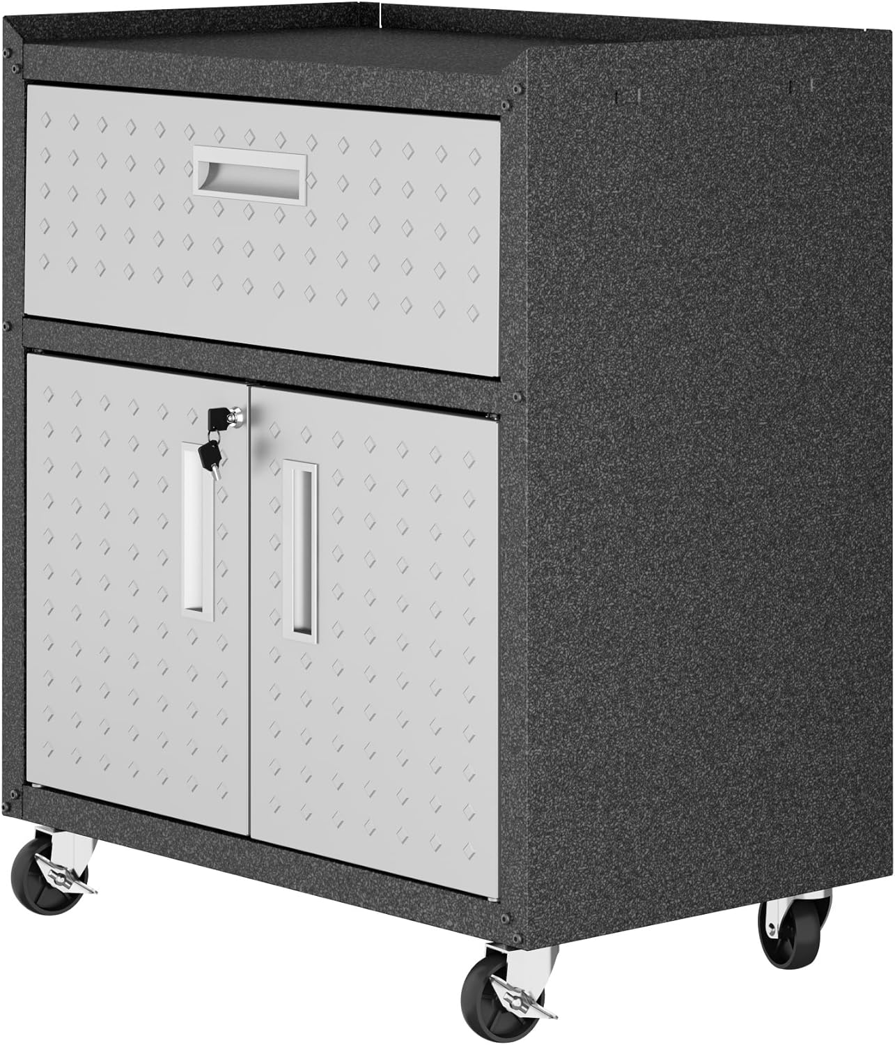Manhattan Comfort Dual Fortress Floating Garage Storage Cabinet, 1, Black/Grey