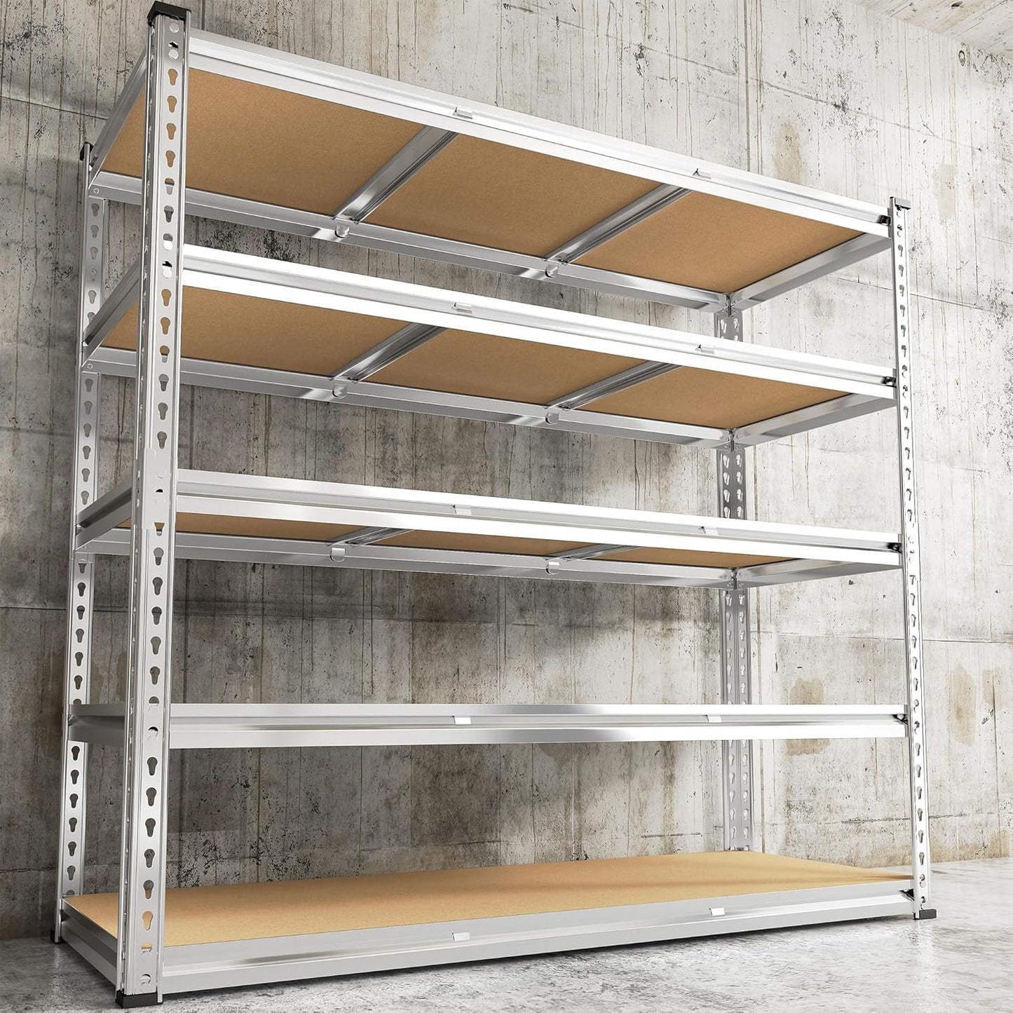 REIBII 48" W Garage Shelving Heavy Duty 3020LBS Storage Shelves 5 Tier Heavy Duty Shelving Adjustable Garage Shelves for Basement, Warehouse, Commercial, Easy Assemble, 48" W x 72" H x 24" D