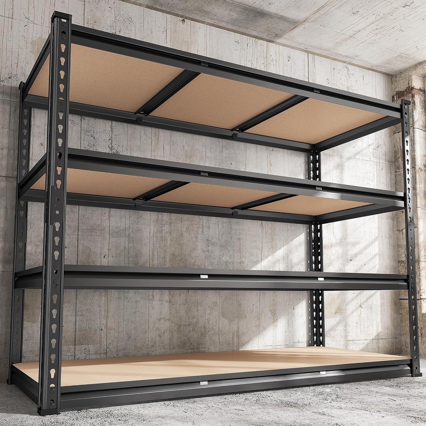 REIBII 48" W Garage Shelving Heavy Duty 3020LBS Storage Shelves 5 Tier Heavy Duty Shelving Adjustable Garage Shelves for Basement, Warehouse, Commercial, Easy Assemble, 48" W x 72" H x 24" D