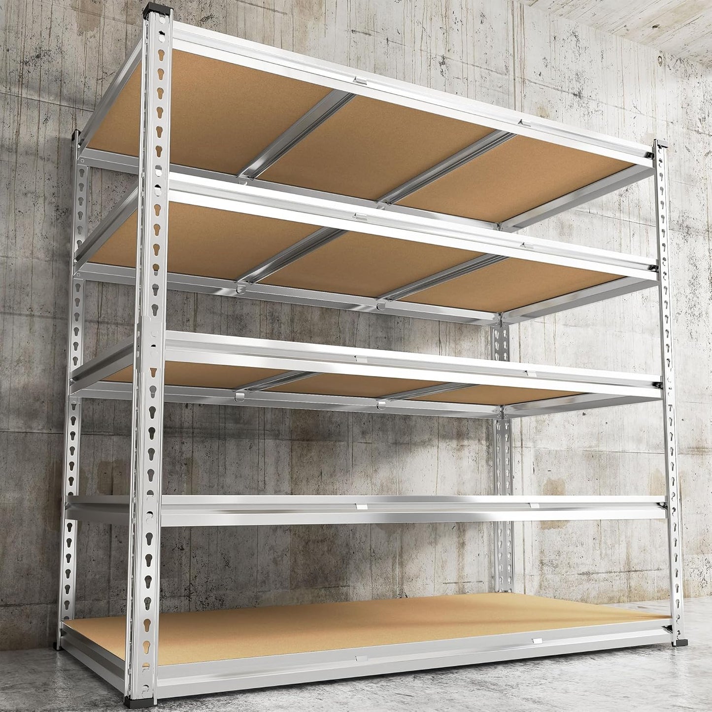 REIBII 48" W Garage Shelving Heavy Duty 3020LBS Storage Shelves 5 Tier Heavy Duty Shelving Adjustable Garage Shelves for Basement, Warehouse, Commercial, Easy Assemble, 48" W x 72" H x 24" D