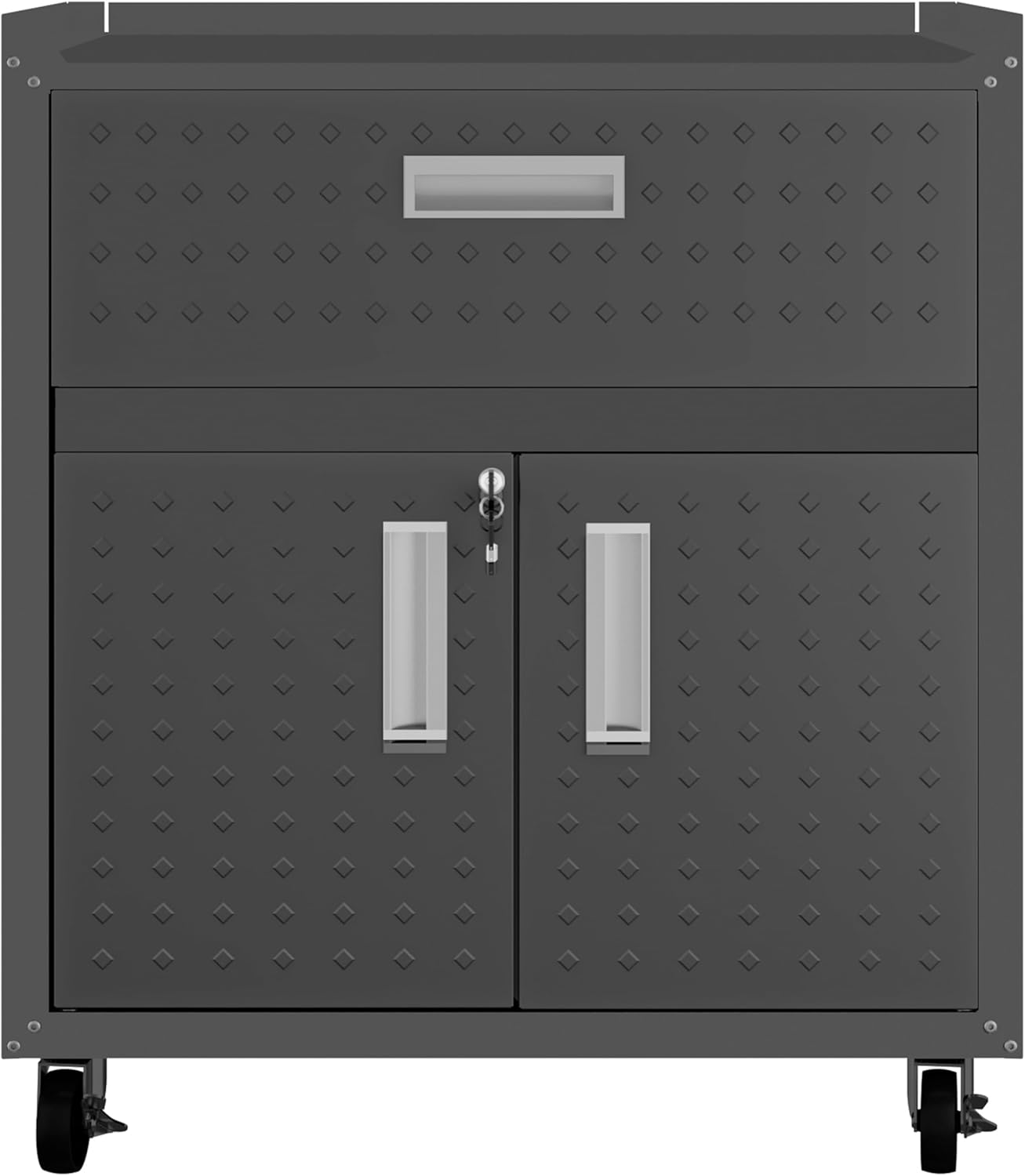 Manhattan Comfort Dual Fortress Floating Garage Storage Cabinet, 1, Black/Grey