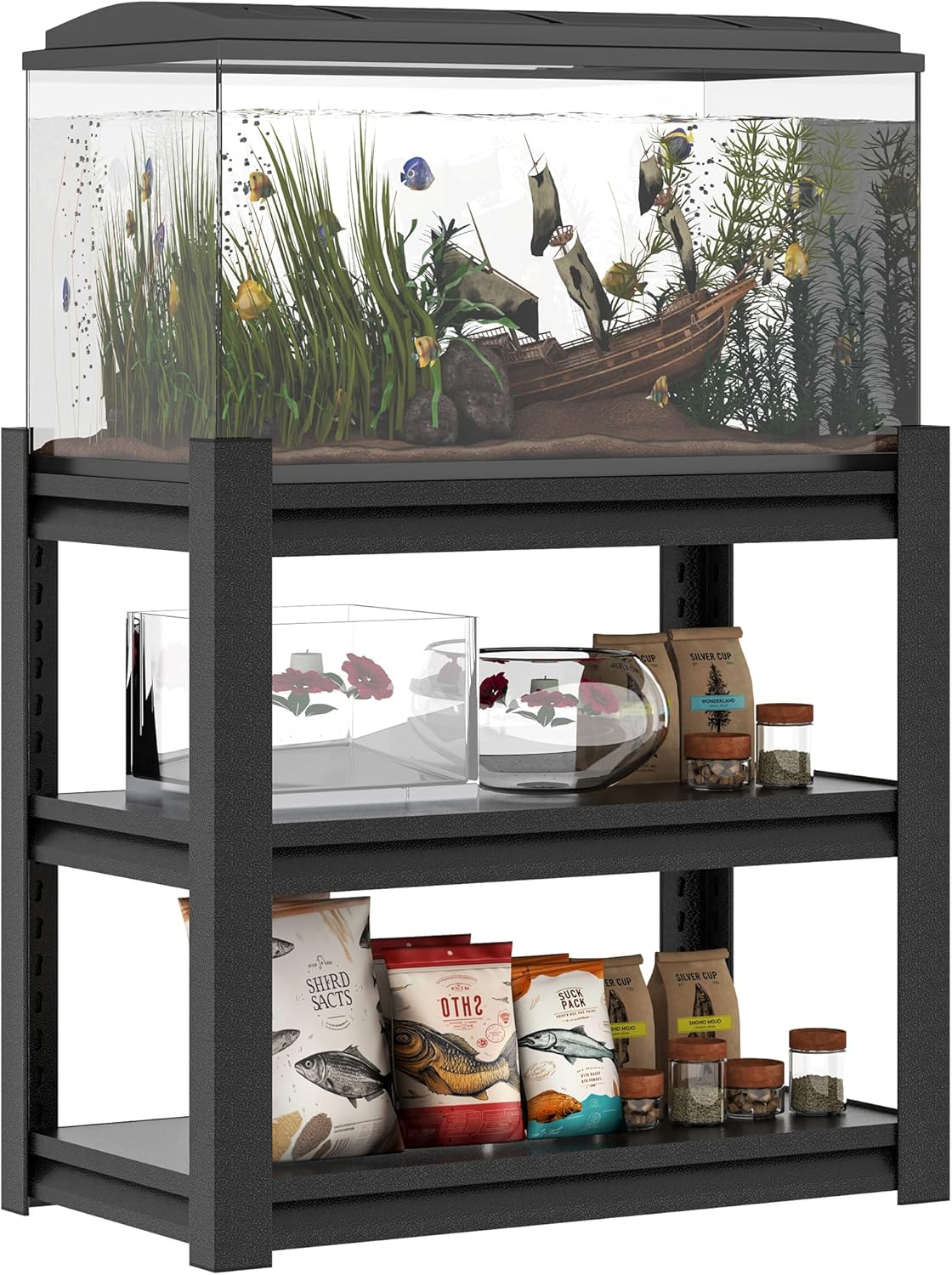 72" H Garage Shelving 2500 LBS Heavy Duty Storage Shelves, Adjustable 5 Tier Metal Shelving Unit, Metal Racks for Storage, Utility Shelves for Workshop, Basement, Home Office 72" H*35.4"W*15.7"D