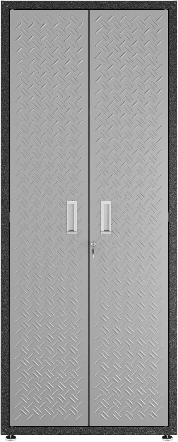Manhattan Comfort Dual Fortress Floating Garage Storage Cabinet, 1, Black/Grey
